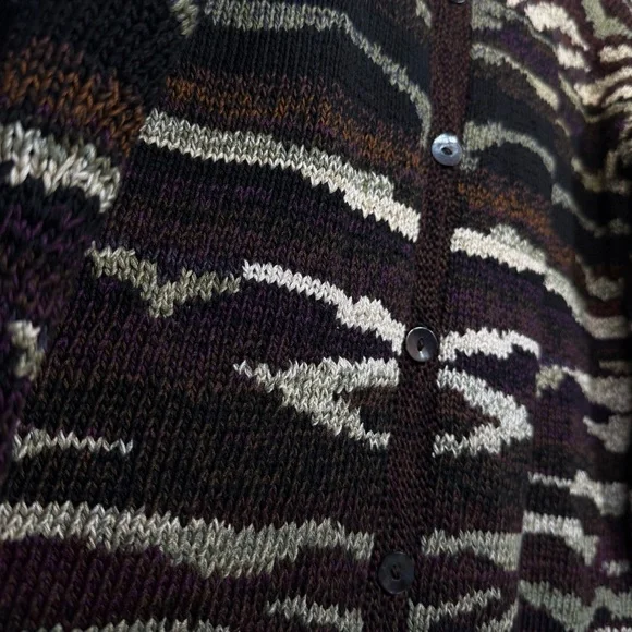 Peruvian Connection Pima Cotton Knit Cardigan Zebra Button Up Small S Artisan